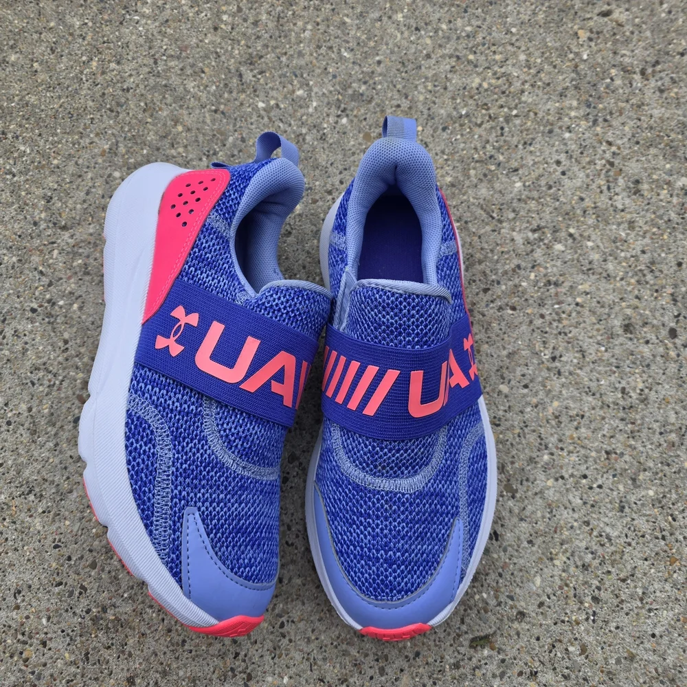 Under Armour Kids Blue and Pink Sneakers Youth Girls 4.5Y
